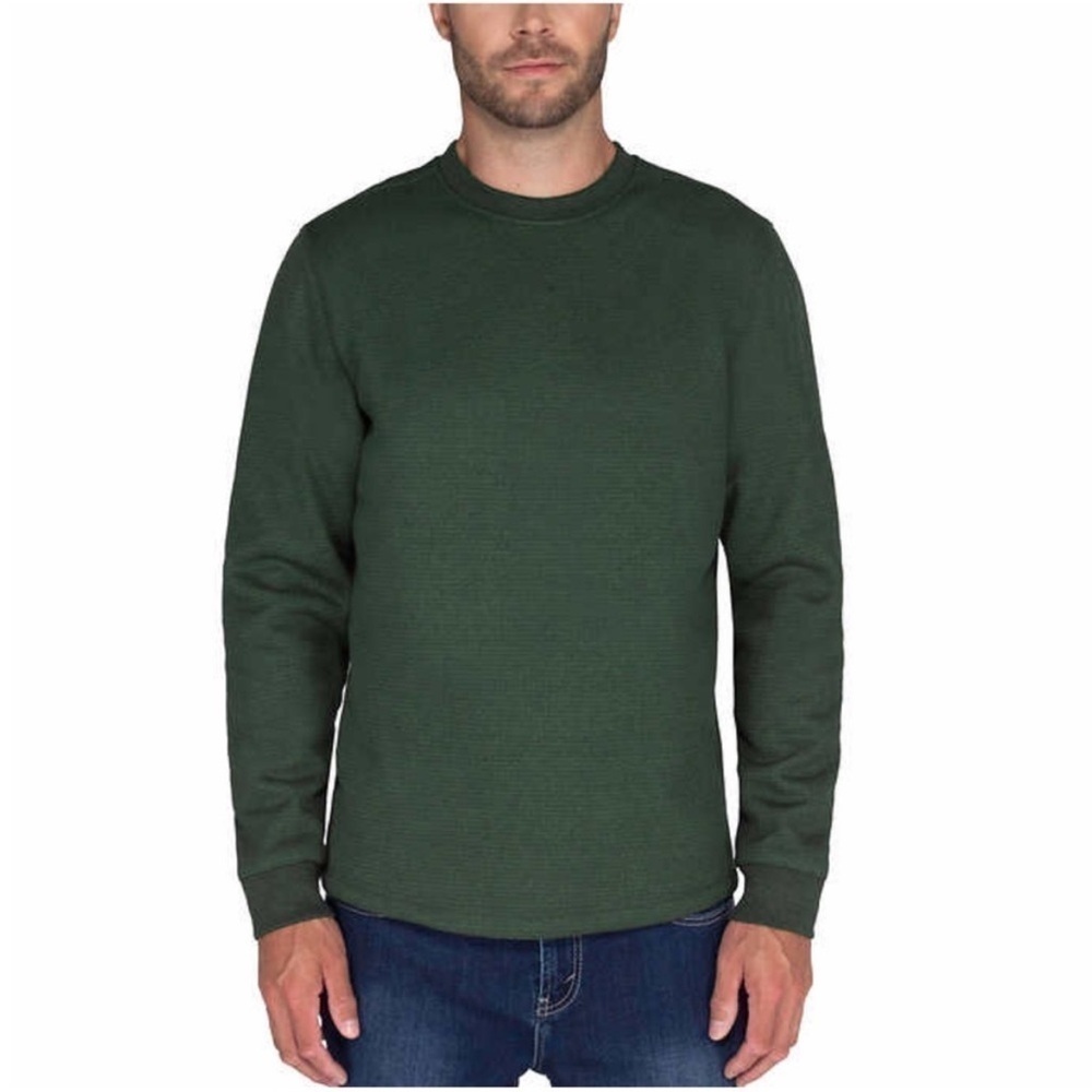 The BC Clothing Co Heritage Thermal Fleece Lined Crew Green Sweatshirt Mens XXL